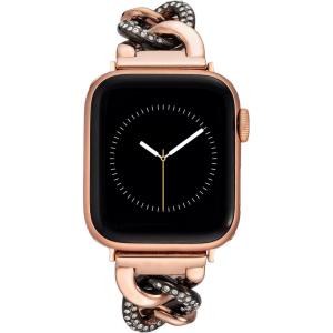 Anne Klein Fashion Chain Bracelet for Apple Watch, Secure, Adjustable, Apple Watch Replacement Band, Fits Most Wrists(Rose Gold/Dark Gunmetal Grey)