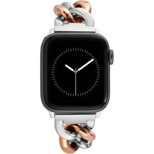 Anne Klein Fashion Chain Bracelet for Apple Watch, Secure, Adjustable, Apple Watch Replacement Band, Fits Most Wrists(Silver/Rose Gold)