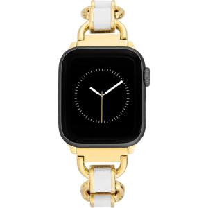 Anne Klein Fashion Chain Bracelet for Apple Watch, Secure, Adjustable, Apple Watch Replacement Band, Fits Most Wrists(White/Gold)