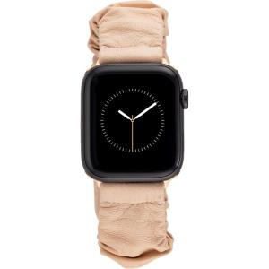 Anne Klein Leather Fashion Band for Apple Watch Secure, Adjustable, Apple Watch Band Replacement, Fits Most Wrists(Beige – Scrunchie)