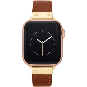 Anne Klein Leather Fashion Band for Apple Watch Secure, Adjustable, Apple Watch Band Replacement, Fits Most Wrists(Brown/Gold)