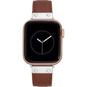 Anne Klein Leather Fashion Band for Apple Watch Secure, Adjustable, Apple Watch Band Replacement, Fits Most Wrists(Brown/Silver)