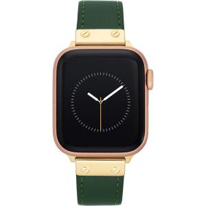 Anne Klein Leather Fashion Band for Apple Watch Secure, Adjustable, Apple Watch Band Replacement, Fits Most Wrists(Green/Gold)