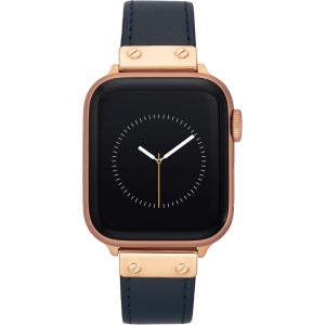 Anne Klein Leather Fashion Band for Apple Watch Secure, Adjustable, Apple Watch Band Replacement, Fits Most Wrists(Navy)