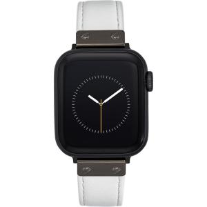 Anne Klein Leather Fashion Band for Apple Watch Secure, Adjustable, Apple Watch Band Replacement, Fits Most Wrists(White)