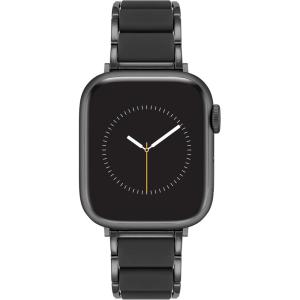 Anne Klein Silicone Fashion Bracelet for Apple Watch, Secure, Adjustable, Apple Watch Replacement Band, Fits Most Wrists(Black)