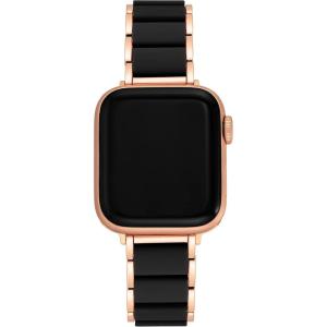 Anne Klein Silicone Fashion Bracelet for Apple Watch, Secure, Adjustable, Apple Watch Replacement Band, Fits Most Wrists(Black/Rose Gold)