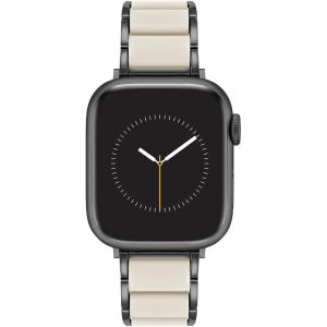Anne Klein Silicone Fashion Bracelet for Apple Watch, Secure, Adjustable, Apple Watch Replacement Band, Fits Most Wrists(Cream/Black)
