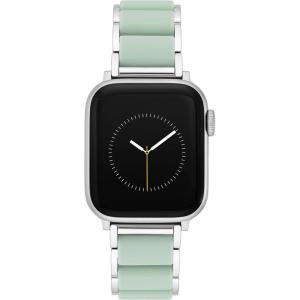 Anne Klein Silicone Fashion Bracelet for Apple Watch, Secure, Adjustable, Apple Watch Replacement Band, Fits Most Wrists(Mint Green/Silver)