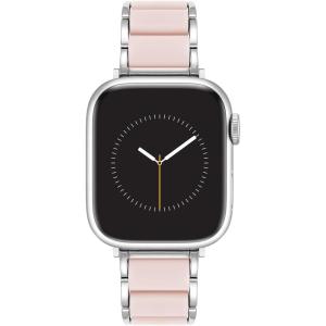 Anne Klein Silicone Fashion Bracelet for Apple Watch, Secure, Adjustable, Apple Watch Replacement Band, Fits Most Wrists(Pink/Silver)