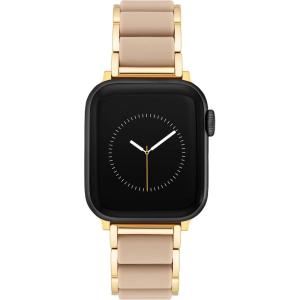 Anne Klein Silicone Fashion Bracelet for Apple Watch, Secure, Adjustable, Apple Watch Replacement Band, Fits Most Wrists(Taupe/Gold)
