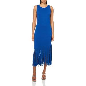Anne Klein Women’s Asymmetric Fringe Dress(Santorini Blue)