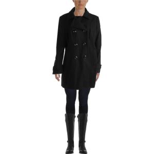 Anne Klein Women’s Classic Double Breasted Wool Coat(Black)