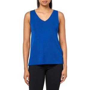 Anne Klein Women’s Double V-Neck Tank(Santorini Blue)