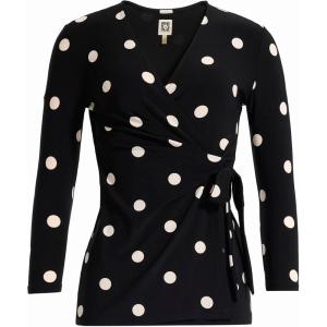 Anne Klein Womens Faux Wrap Top(Anne Blk/Anne Wht)