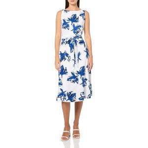 Anne Klein Women’s Fit and Flare Midi(Santorini Blue Multi)