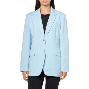 Anne Klein Women’s Linen 2 Button Notch Collar JKT(Opal Blue)