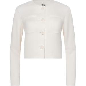 Anne Klein Women’s Linen Button Front Jacket W Patch Pocket(White Dove)