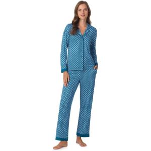 Anne Klein Womens Long Sleeve Button Down Pajama Top & Relaxed Pant Set – Soft Sweater Knit – Cozy Sleepwear & Loungewear PJs(Floral Foulard)