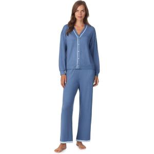 Anne Klein Womens Long Sleeve Button Down Pajama Top & Wide Leg Pant Set – Soft Sweater Knit – Cozy Sleepwear & Loungewear(Blue Horizon)