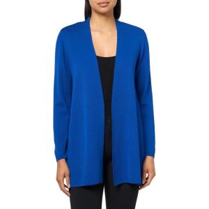 Anne Klein Womens Nappa Kissing Front Cardigan(Santorini Blue)