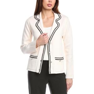 Anne Klein Womens Notch Cllr Long Blazer W. Braid Trim(White Dove)