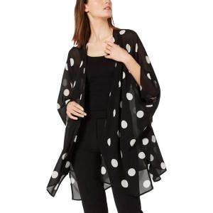 Anne Klein Womens Oversized Sheer Cardigan with Side Slits(Anthracite/Amethyst)