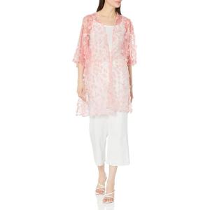 Anne Klein Womens Oversized Sheer Cardigan with Side Slits(Rosebud)