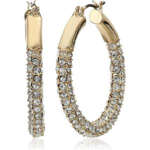 Anne Klein Women’s Pierced Earrings Pave Tubular Hoop, Gold