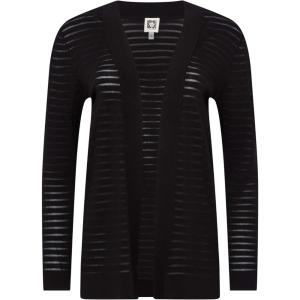 Anne Klein Womens Sheer Stripe Cardigan(Anne Black)