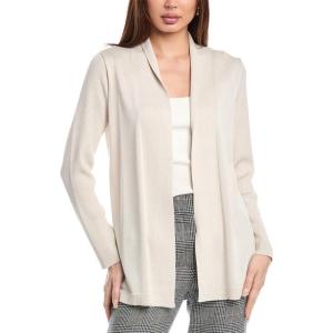 Anne Klein Womens Sonoma Cardigan W Rib Collar(Soft Latte)