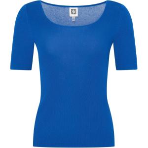 Anne Klein Womens Square Neck Sweater W Cap Sleeves(Santorini Blue)