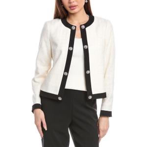 Anne Klein Women’s Tweed Framed Cardi(White Dove/Anne Black)