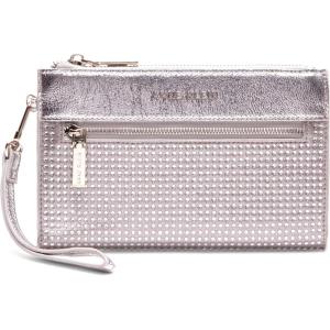 Anne Klein womens Ak 2 Piece Gift Set With Rhinestone Zip Clutch and Card Case(Silver/ Metallic)