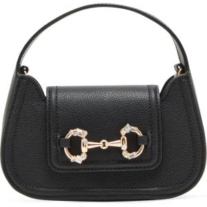 Anne Klein womens Anne Klein Crystal Horsebit Mini Top Handle With Convertible Strap(Black)