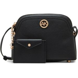 Anne Klein womens Anne Klein Dome Crossbody With Detachable Card Case(Black)