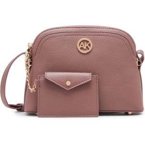 Anne Klein womens Anne Klein Dome Crossbody With Detachable Card Case(Mauve Mist)