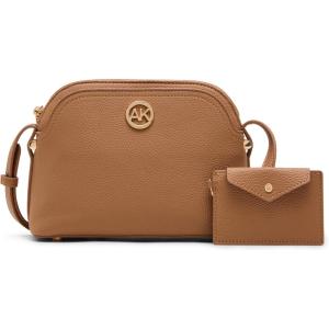 Anne Klein womens Anne Klein Dome Crossbody With Detachable Card Case(Mocha)