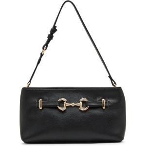 Anne Klein womens Anne Klein East West Crystal Horsebit Shoulder Bag(Black)