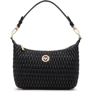 Anne Klein womens Anne Klein Medium Ruched Flap Crossbody(Black)