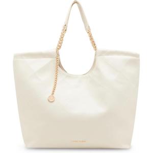 Anne Klein womens Anne Klein Medium Stitched Quilted Tote With Chain Strap(Parchment)