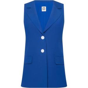 Anne Klein womens Linen 2 Button Notch Collar Vest(Santorini Blue)