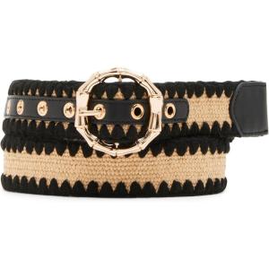 Anne Klein womens Metal Bamboo Buckle Pant Belt(Black/Gold)