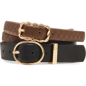 womens Black and Chocolate Classic 2 for 1 Pant Belt(Chocolate)