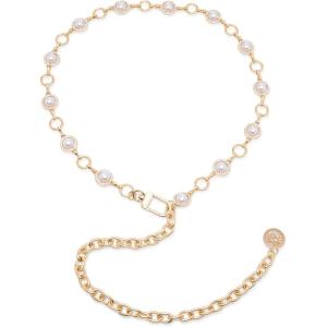 womens Chain Belt With Pearls(Gold)