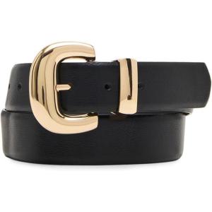 womens Classic Pant Belt With Gold Buckle(Black)