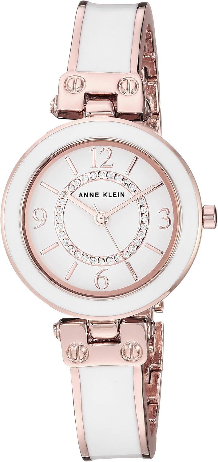 imageAnne Klein Womens Accented Bangle Watch and Bracelet Set AK3296Rose GoldWhite