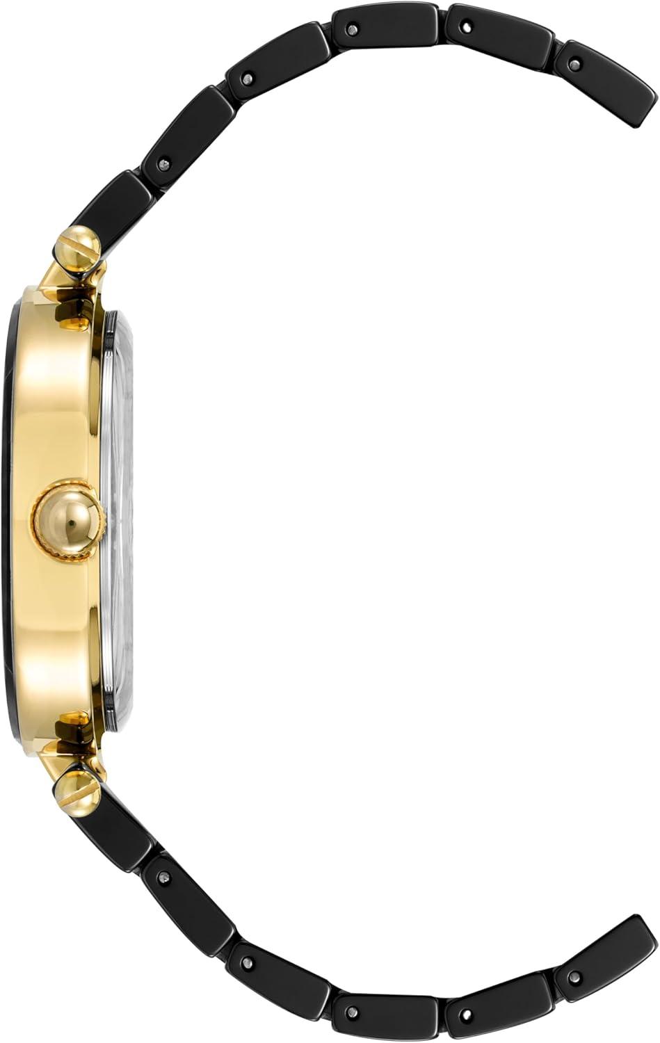 imageAnne Klein Womens Black Ceramic Bracelet Watch with Diamond AccentBlackGold