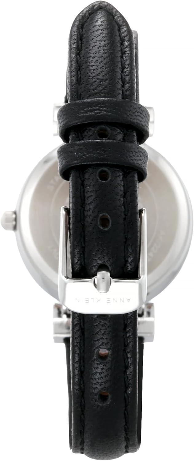imageAnne Klein Womens Leather Strap WatchBlackSilver