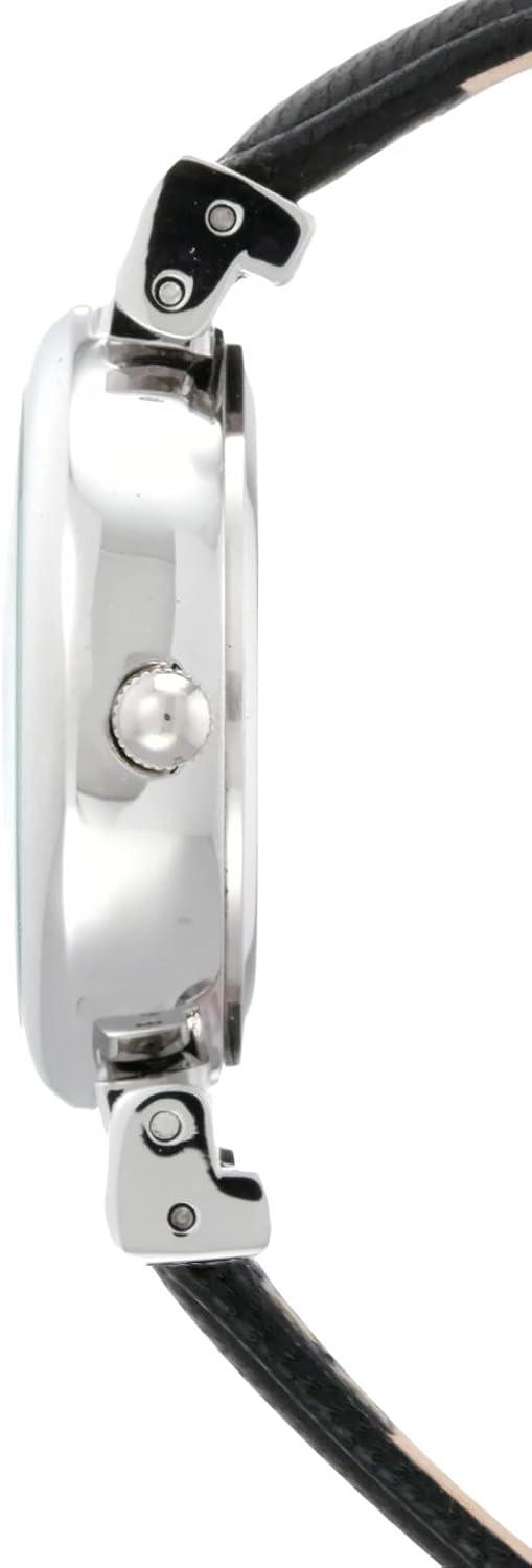 imageAnne Klein Womens Leather Strap WatchBlackSilver
